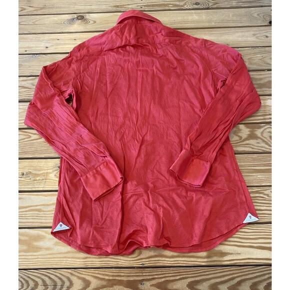 Cordone 1/4 Button Long Sleeve Top Size 16.5 Men’s Red - Picture 2 of 8